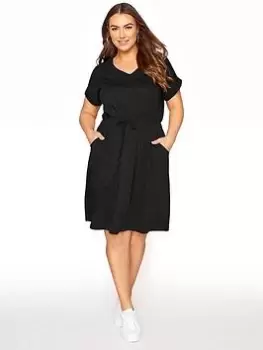 Yours Epp Tshirt Dress Solid Black, Size 30-32, Women