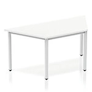 Impulse Trapezium Table 1600 White Box Frame Leg Silver