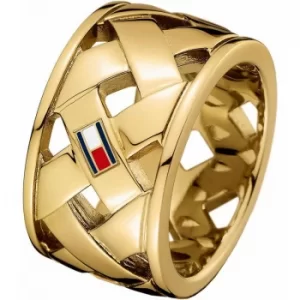 Ladies Tommy Hilfiger Gold Plated Classic Signature Ring Size N.5