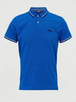 Superdry Classic Poolside Pique Polo Shirt, Blue, Size XS, Men