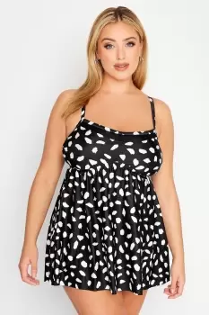 Dalmatian Print Mesh Panel Swim Dress