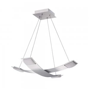 Ceiling Pendant 4 Light 28W LED 3000K, 2520lm, Satin Aluminium, Frosted Acrylic