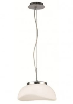 Ceiling Pendant 1 Light E27, Polished Chrome, Frosted White Glass