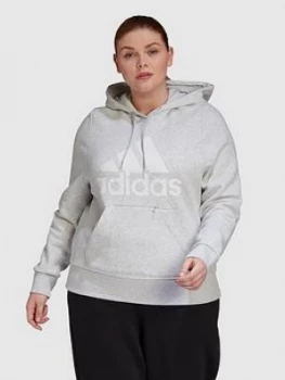 adidas Plus Badge of Sport Overhead Hoodie - Light Grey Heather, Size 2X, Women