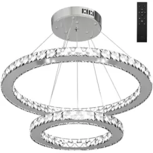 Two-Ring Crystalitte LED Chandelier Adjustable Dimmable Fitting Home Elegance - Homcom