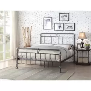 Flintshire Cilcain Metal Bed Frame 5ft King Black/Silver