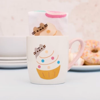 Pusheen - Sock In A Mug - Gold Cupcake