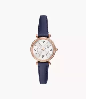 Fossil Women Carlie Three-Hand Navy LiteHide Leather Watch