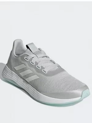 adidas Qt Racer Sport Shoes, Grey/White/Green, Size 5, Women