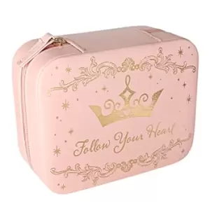 Disney Princess Pink Zip Around Jewellery Case with Gold Print detail VZ700657L