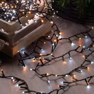 Festive 15.5m Indoor & Outdoor Flickering Christmas Tree Fairy Lights 600 White and Warm White LEDs