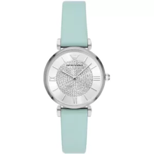 Ladies Emporio Armani Two-Hand Blue Leather Watch