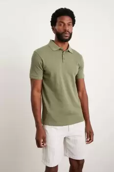 Mens Muscle Fit Popcorn Texture Polo Shirt