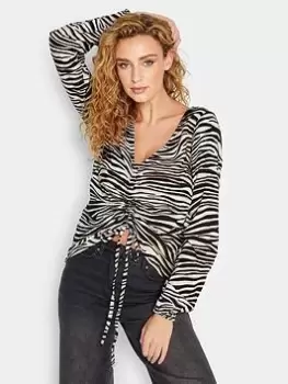 Long Tall Sally Zebra Print Halter Top - Black, Size 16, Women