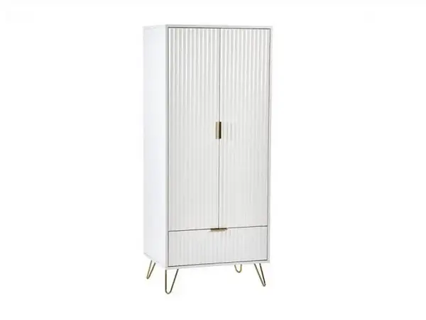 Julian Bowen Murano Matt White 2 Door 1 Drawer Wardrobe