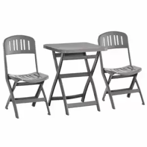 Outsunny Homcom 3pc Bistro Set with Folding Chairs and Coffee Table - Grey