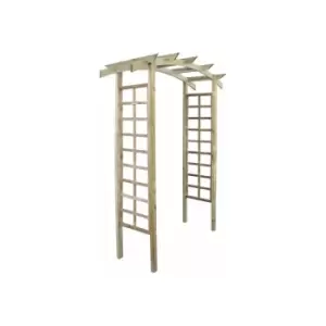 Luna Curved Wooden Garden Arch 2.21m with Side Trellis Panels - Natural - Cerland