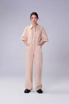 Gloria Denim Jumpsuit, Oatmeal / 14