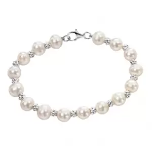 Beginnings Sterling Silver White Freshwater Pearl Textured 19cm Bracelet B3701W