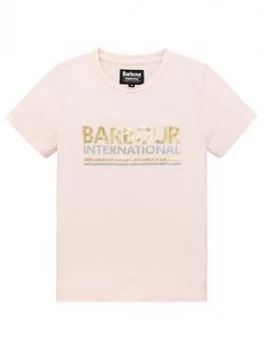 Barbour International Girls Distance Logo Short Sleeve T-Shirt - Pink