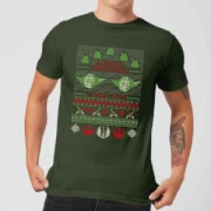 Star Wars Merry Christmas I Wish You Knit Mens Christmas T-Shirt - Forest Green - L