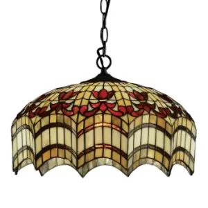 Vesta 3 Light Medium Ceiling Pendant Dark Bronze, Tiffany glass, E27