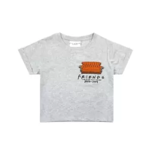 Friends Girls Central Perk Sofa Crop T-Shirt (9-10 Years) (Grey Marl)