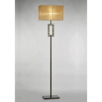 Florence Rectangle Floor Lamp with Bronze Shade 1 Bulb Antique Brass / Crystal