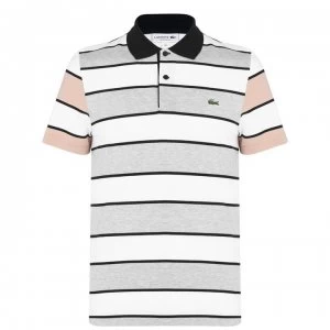 Lacoste Stripe Polo Shirt - Grey/White