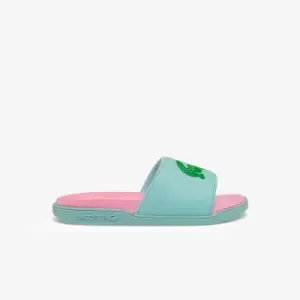 Lacoste Womens Croco Dualiste Synthetic Slides Size 6 UK Turquoise / Green