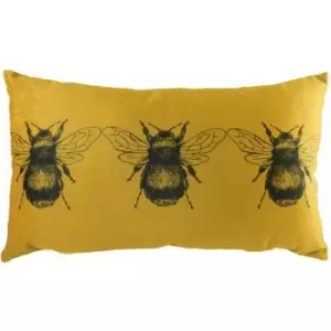 Evans Lichfield - Gold Bee Faux Velvet Cushion Cover, Gold, 30 x 50 Cm