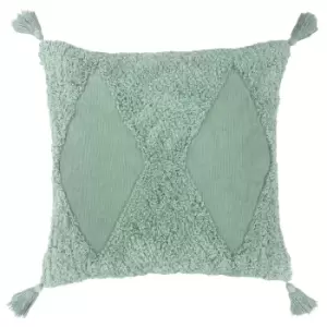 Kantha Tufted Diamond Cushion Eucalyptus