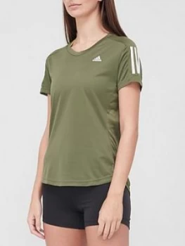 adidas Own The Run T-Shirt - Khaki, Size 2Xs, Women