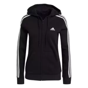 adidas Essentials Fleece 3-Stripes Full-Zip Hoodie Womens - Black