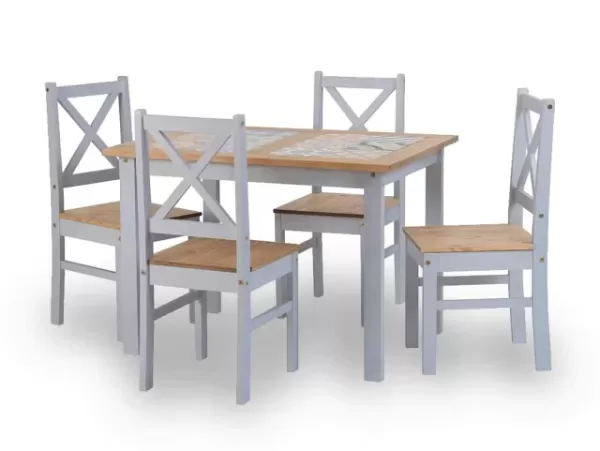 Seconique Salvador Grey and Tile Dining Table and 4 Chair Set