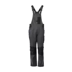 James and Nicholson Unisex Workwear Pants with Bib (44R) (Carbon Grey/Black)