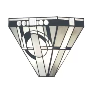 Metropolitan 1 Light Indoor Wall Uplighter Dark Bronze with Tiffany Glass, E14