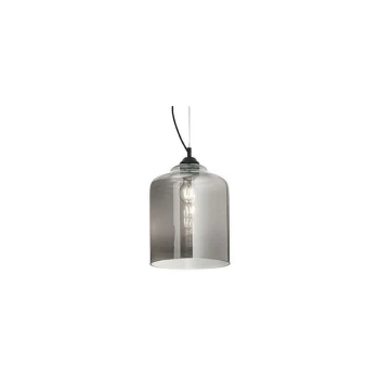 Ideal Lux Lighting - Ideal Lux Bistro' - 1 Light Dome Ceiling Pendant Black, Smokey Grey, Glass Square, E27