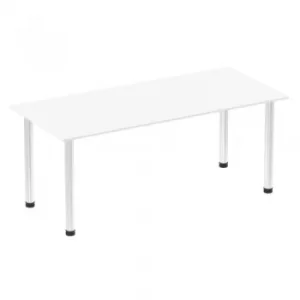 Impulse 1800mm Straight Table White Top Chrome Post Leg I003599