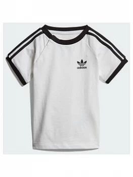 Boys, adidas Originals Childrens 3 Stripes Tee - White Black, White/Black, Size 9-12 Months