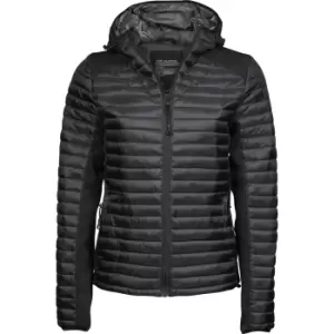 Tee Jays Womens/Ladies Crossover Hooded Padded Outdoor Jacket (L) (Black Melange)