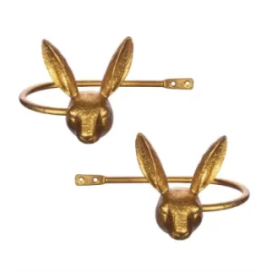 Pair of Gold Rabbit Tiebacks