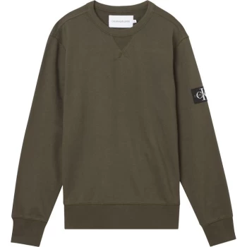 Calvin Klein Jeans Sleeve Badge Crew Sweatshirt - Olive LBL