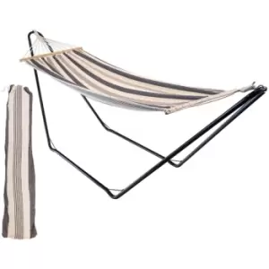 Harbour Housewares - Garden Spreader Bar Hammock with Stand - Navy Stripe