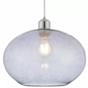 Hanging Ceiling Pendant Light Shade Grey Bubble Glass 300mm Wide Round Bowl