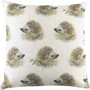 Evans Lichfield Woodland Hedgehog Repeat Print Cushion Cover (One Size) (Off White/Brown/Yellow)