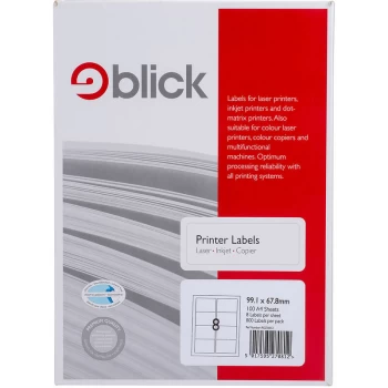 Copier Labels A4 8 (99.1 x 67.8mm) per Sheet, 100 Sheets - Blick