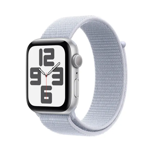 Apple Watch SE (2nd Gen), 44mm, Silver Aluminium Case, GPS [2024] - Blue Cloud Sport Loop