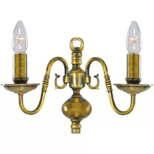 Searchlight Lighting - Searchlight Flemish - 2 Light Indoor Candle Wall Light Polished Antique Brass, E14