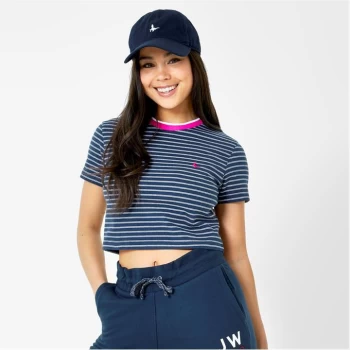 Jack Wills Trixie Cropped Stripe T-Shirt - Navy